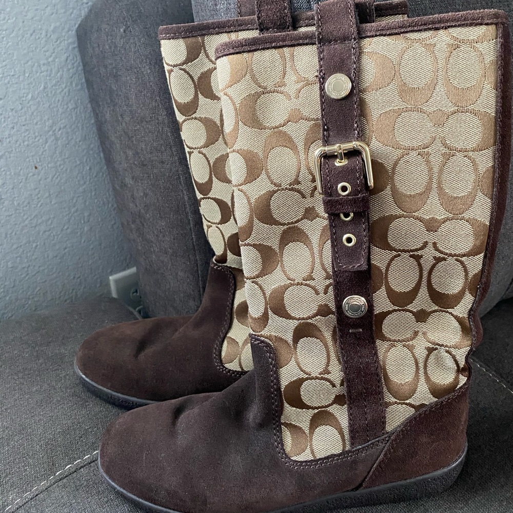 Coach Tullip Signature Suede Boots